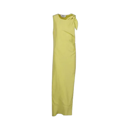 Bow Detailed Sleeveless Asymmetric Midi Dress