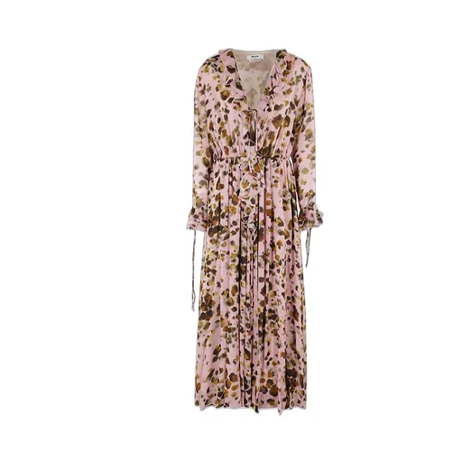 Abstract Printed V-Neck Midi Dress