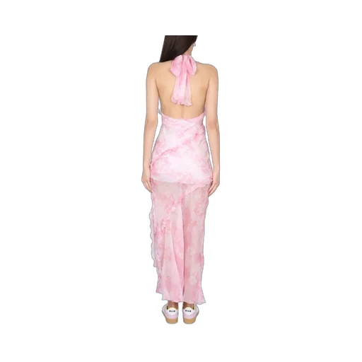 Sheer Ruffle-Detailed Sleeveless Maxi Dress