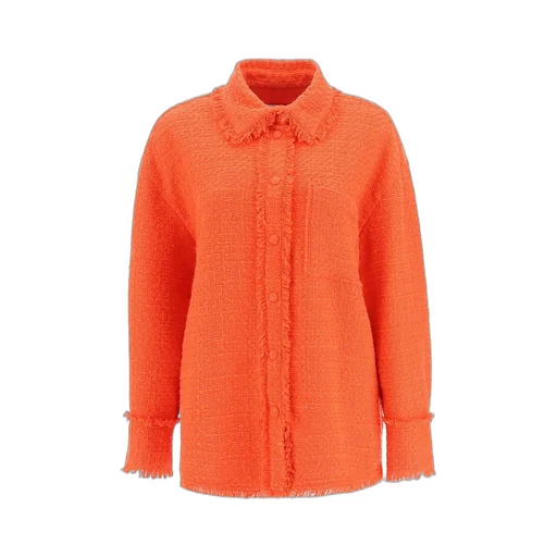 Button-Up Tweed Knit Overshirt