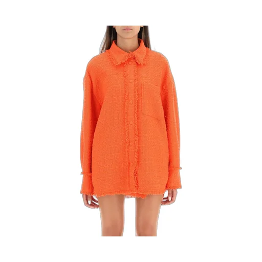 Button-Up Tweed Knit Overshirt