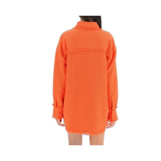 Button-Up Tweed Knit Overshirt