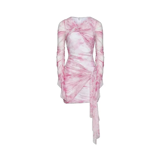 Long-Sleeved Gathered Mini Dress