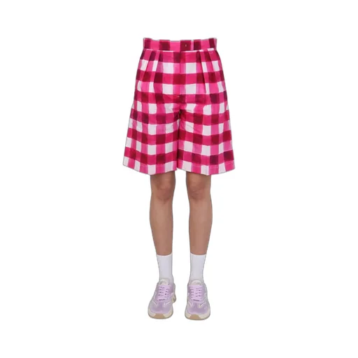 High Waisted Checked Shorts