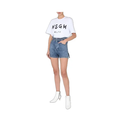 Paint-Splatter Printed Denim Shorts