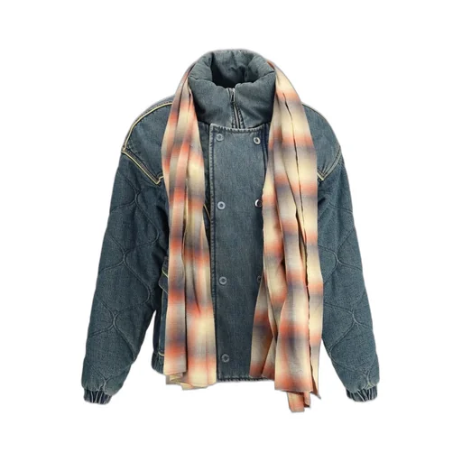 Quilted Denim Jacket With Scarf
