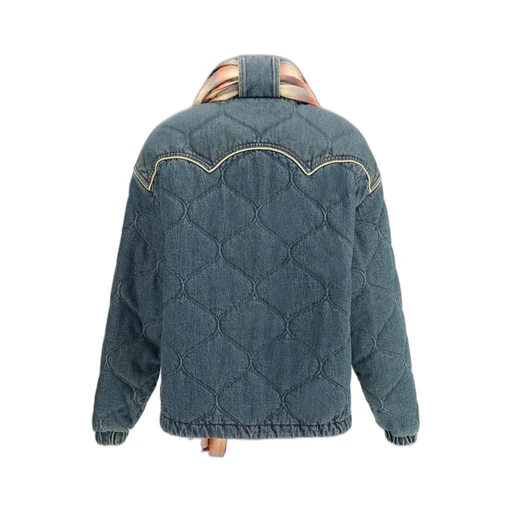 Quilted Denim Jacket With Scarf