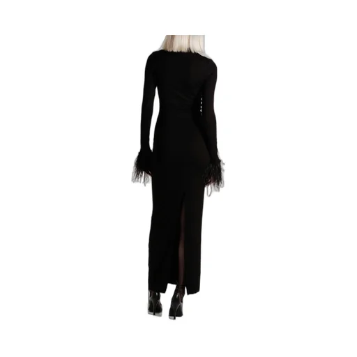 Cindy Square-Neck Feather Trim Dress