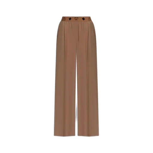 Logo Waistband Wide-Leg Trousers
