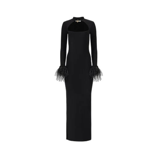 Cindy Square-Neck Feather Trim Dress