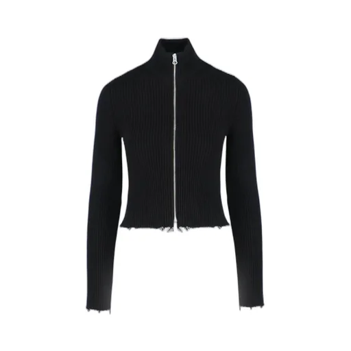 Ribbed-Knit Zipped Cardigan