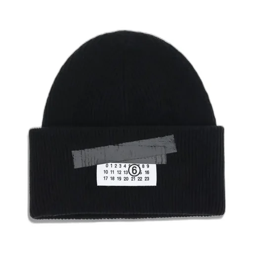 Logo Patch Ribbed Beanie