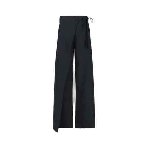 Tie Detail Wide-Leg Tailored Trousers