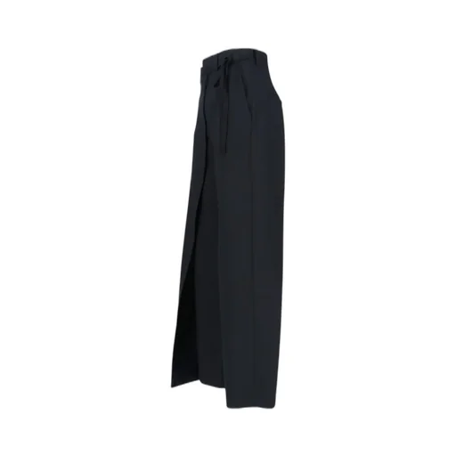Tie Detail Wide-Leg Tailored Trousers