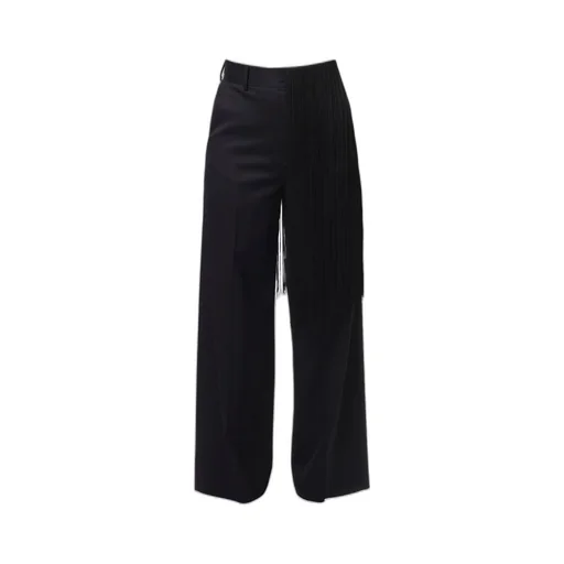 Wide-Leg Fringed Suit Trousers