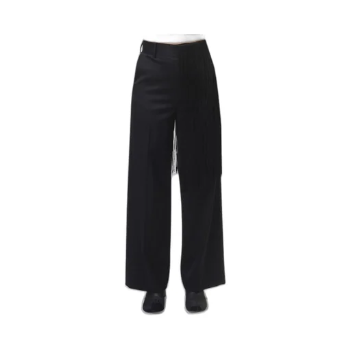 Wide-Leg Fringed Suit Trousers