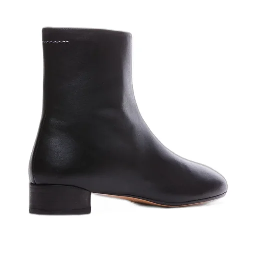 Logo Embroidered Block Heeled Ankle Boots