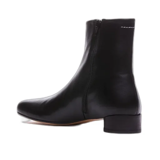 Logo Embroidered Block Heeled Ankle Boots