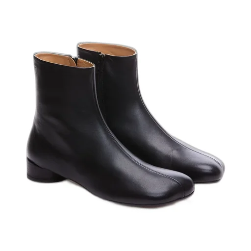 Logo Embroidered Block Heeled Ankle Boots