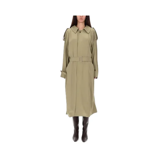 Belted Panel-Detail Trench Coat