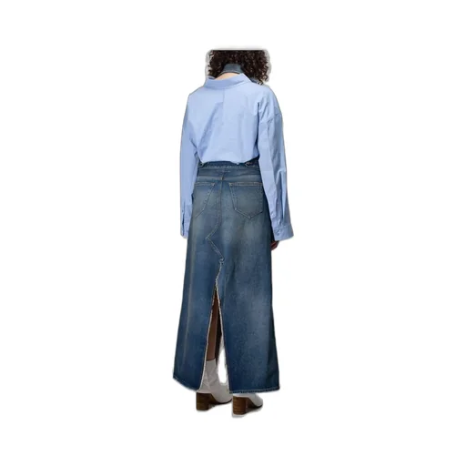 Front-Slit Denim Dress