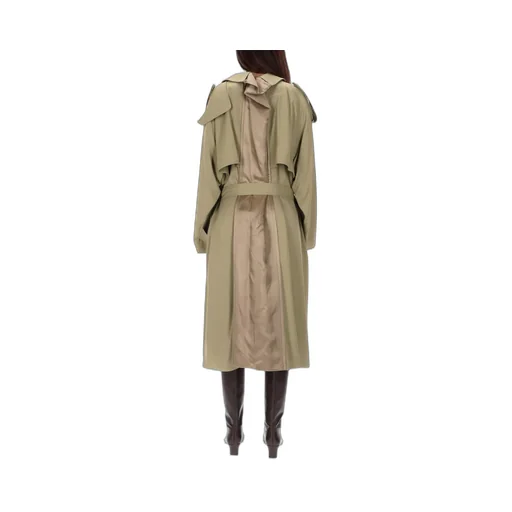 Belted Panel-Detail Trench Coat