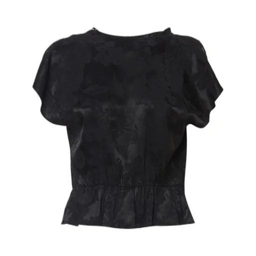 Floral-Brocade Peplum Hem Blouse