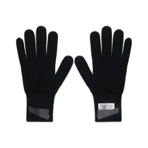 Numbers-Motif Knitted Gloves