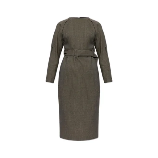 Belted Draped Midi Dress