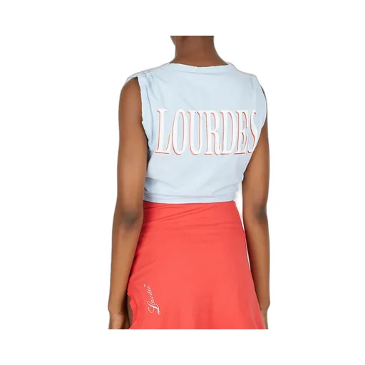 Gathered Logo Printed Top