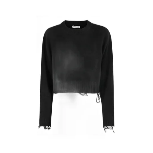 Distressed Cropped Pullover