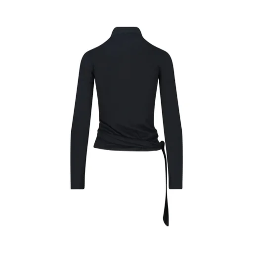 Long-Sleeved Tie-Front Blouse