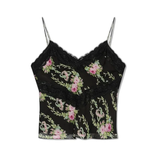 Floral Lace Trim Camisole Top