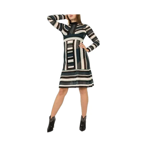 Striped Lace Midi Dress