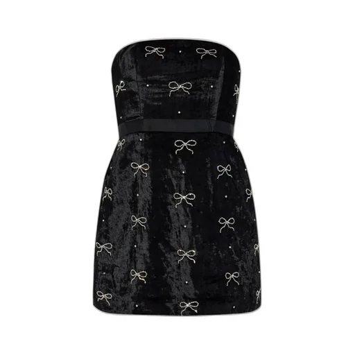 Bow Embellished Strapless Dress