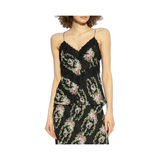 Floral Lace Trim Camisole Top