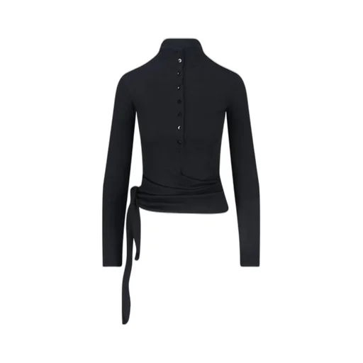 Long-Sleeved Tie-Front Blouse