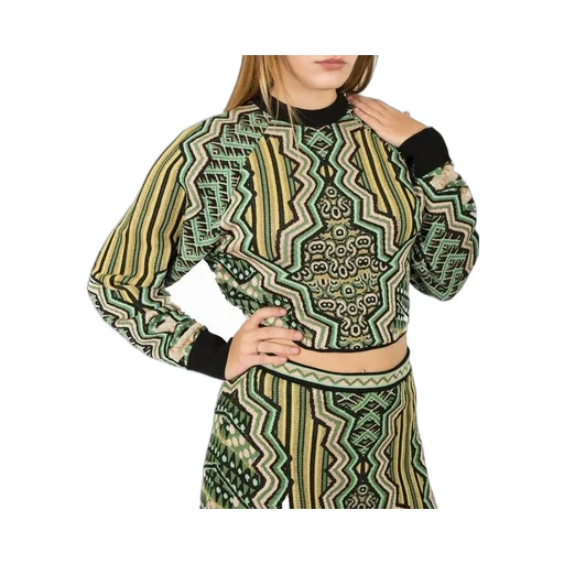 Ethnic Printed Knit Cropped Jumper