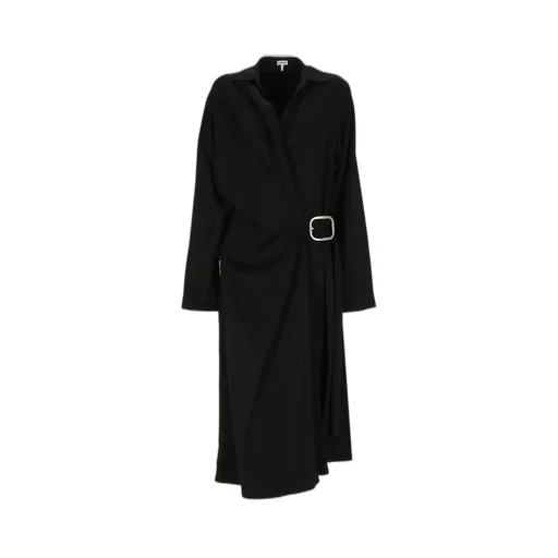 Long-Sleeved Belted Midi Dress