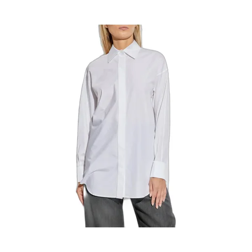 Curved Hem Buttoned Shirt
