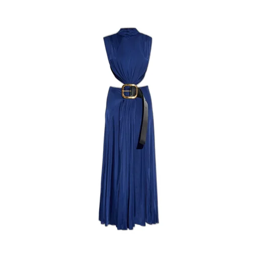 Belted Back Slit Detailed Dress