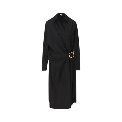 Buckle Detailed Gathered Midi Dress