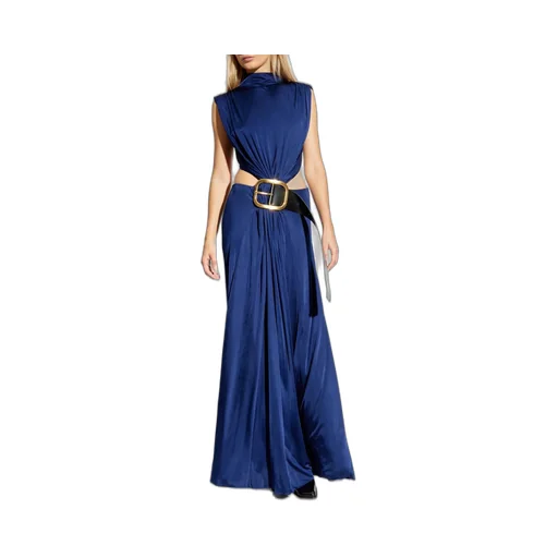 Belted Back Slit Detailed Dress