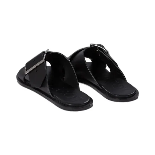 Square-Toe Slip-On Sandals