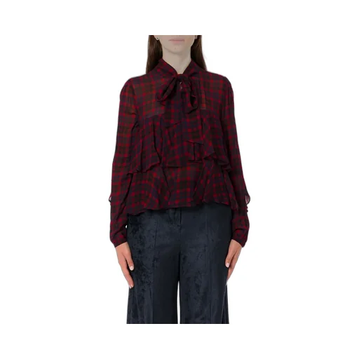 Ruffled Plaid Blouse