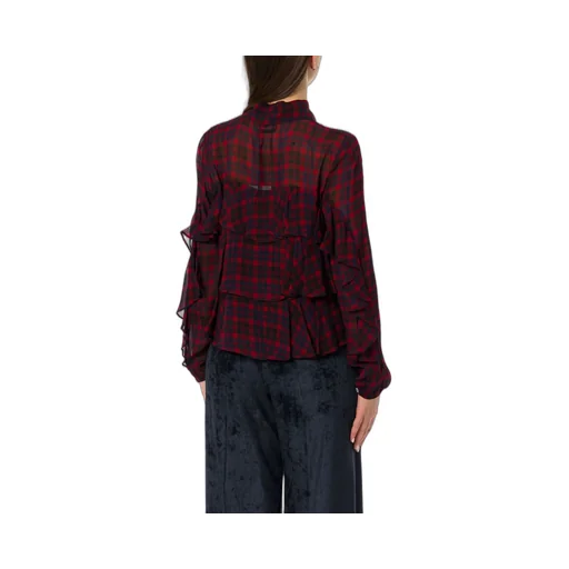 Ruffled Plaid Blouse