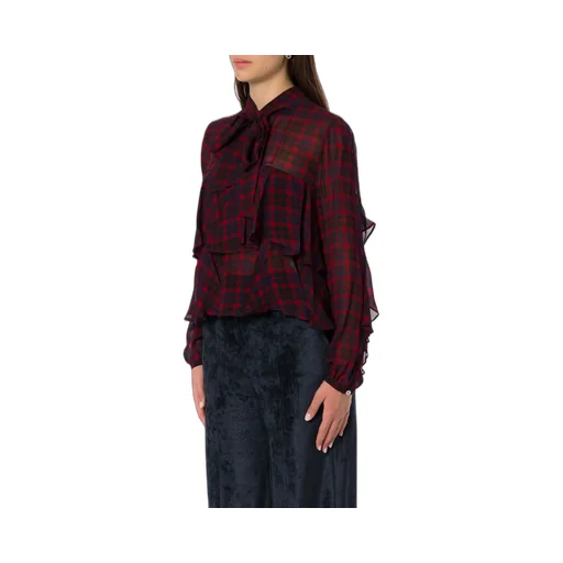 Ruffled Plaid Blouse