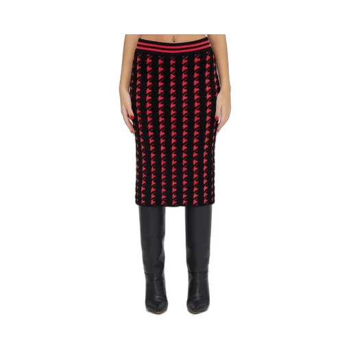 Houndstooth Knit Pencil Skirt