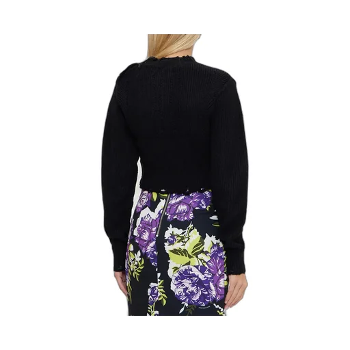 Cropped Knit Sweater With Pearl Buttons