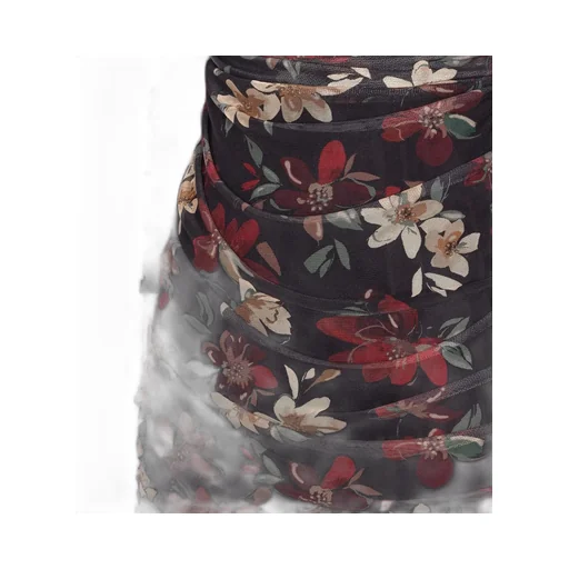 Ruched Floral Mesh Dress